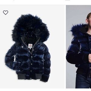 Appaman Midnight Blue Puffer Jacket with Faux Fur Hood